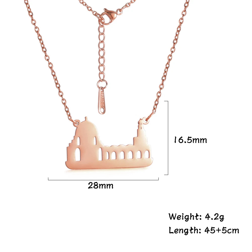 Women Church Castle Necklace