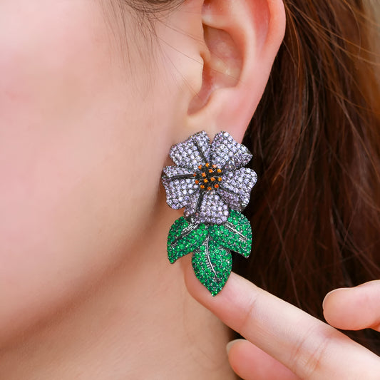 Flower Long Big Drop Earring - JR NEST