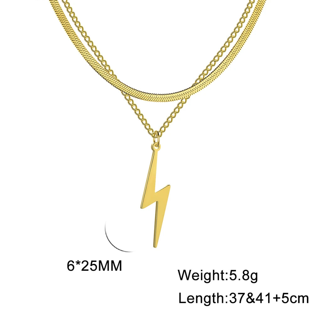 Double Layer Gold Lightning Pendant