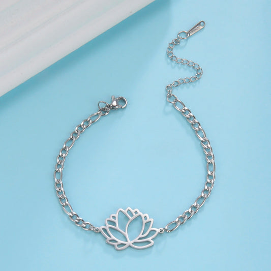 Stainless Steel Lotus Flower Bracelet