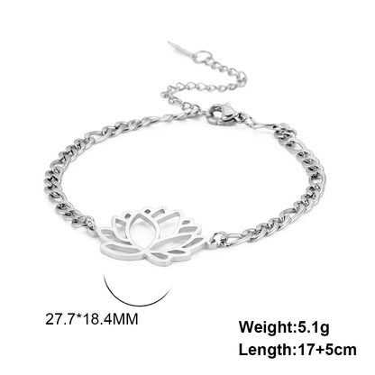 Stainless Steel Lotus Flower Bracelet