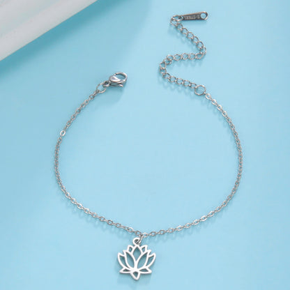 Stainless Steel Lotus Flower Bracelet