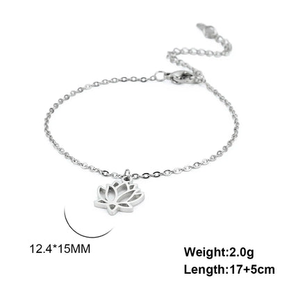 Stainless Steel Lotus Flower Bracelet