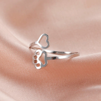 Foot Print Love Heart Ring