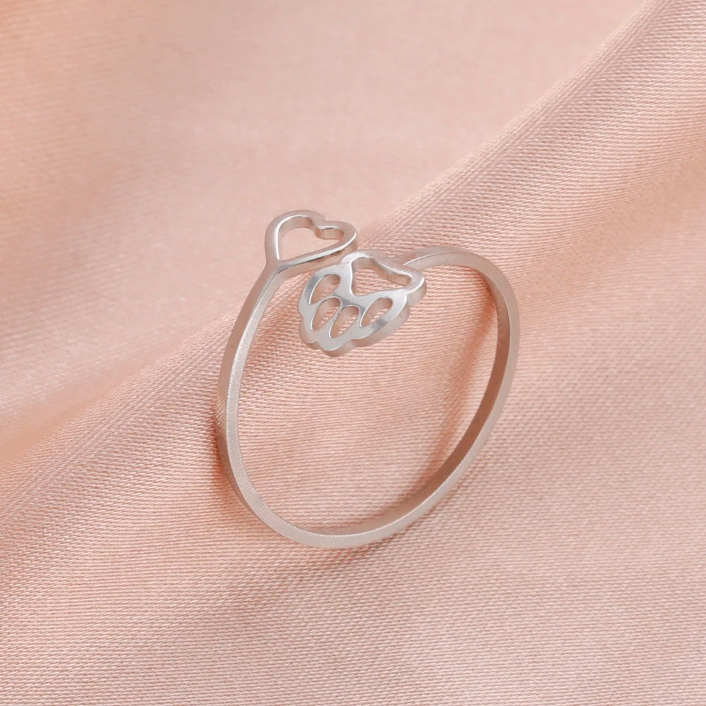 Foot Print Love Heart Ring