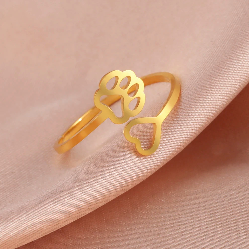 Foot Print Love Heart Ring