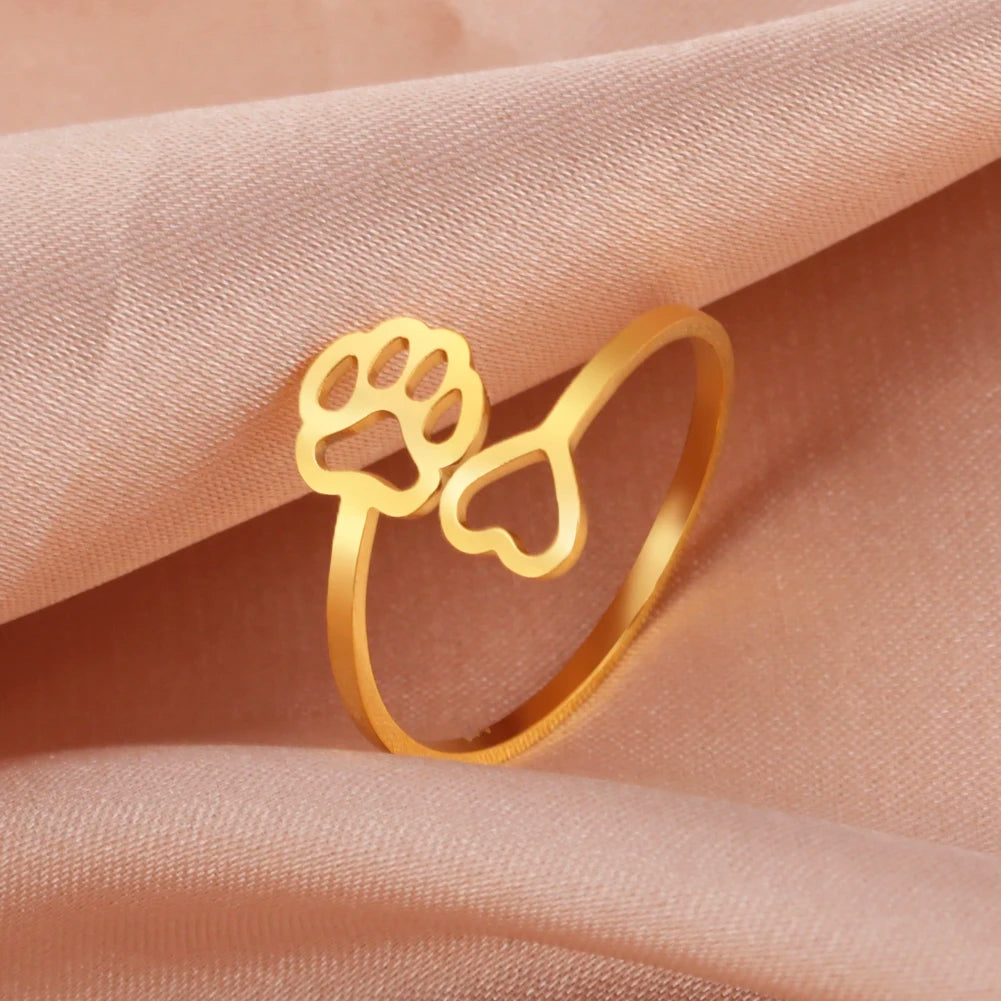 Foot Print Love Heart Ring