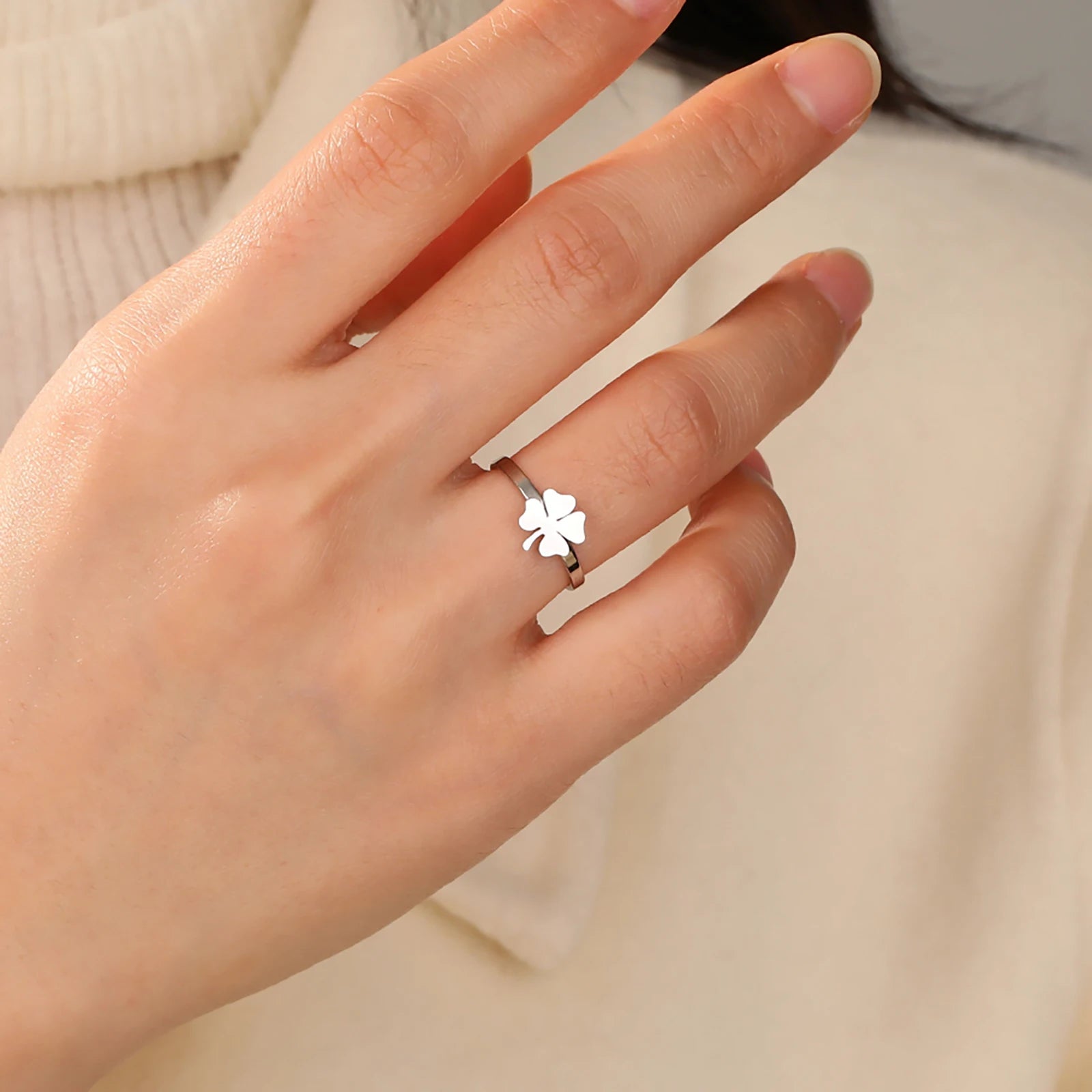 Clover Stainless Steel Ring