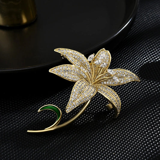 Micro Inlaid Lily Brooch