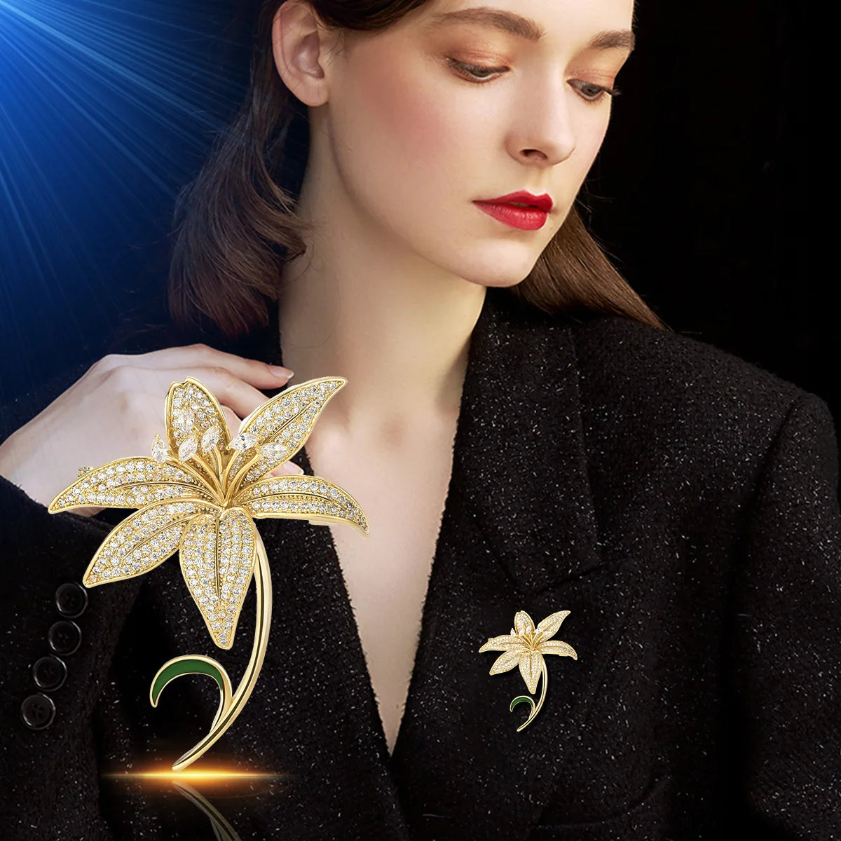 Micro Inlaid Lily Brooch