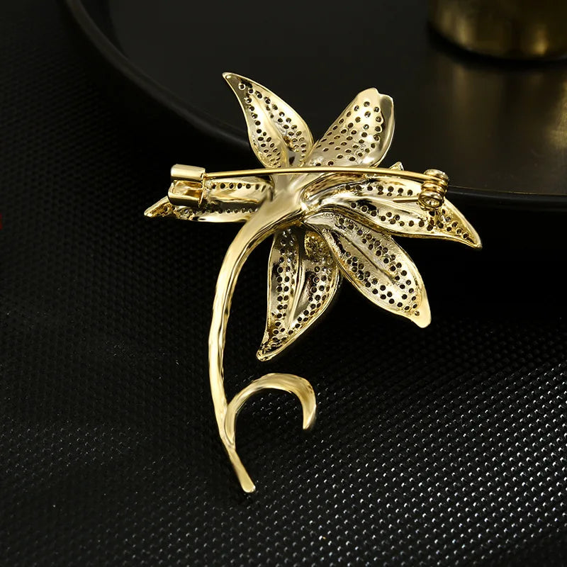 Micro Inlaid Lily Brooch