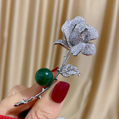 Inlaid Camellia Luxury Brooch