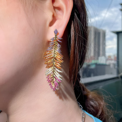 Long-Drop Dangle Big Feather Earring - JR NEST