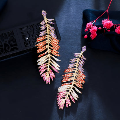 Long-Drop Dangle Big Feather Earring - JR NEST