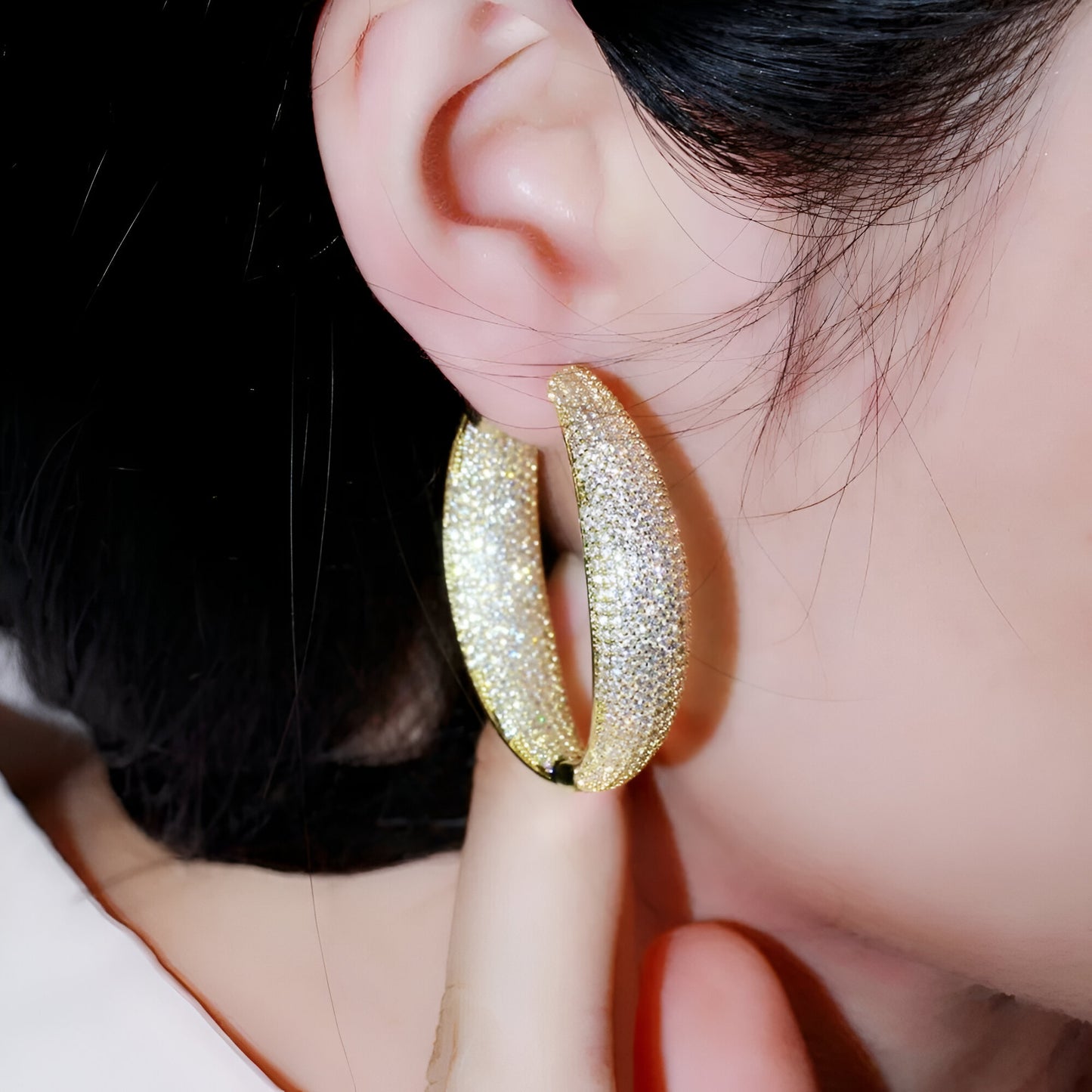 Round Stone Hoop Earring - JR NEST