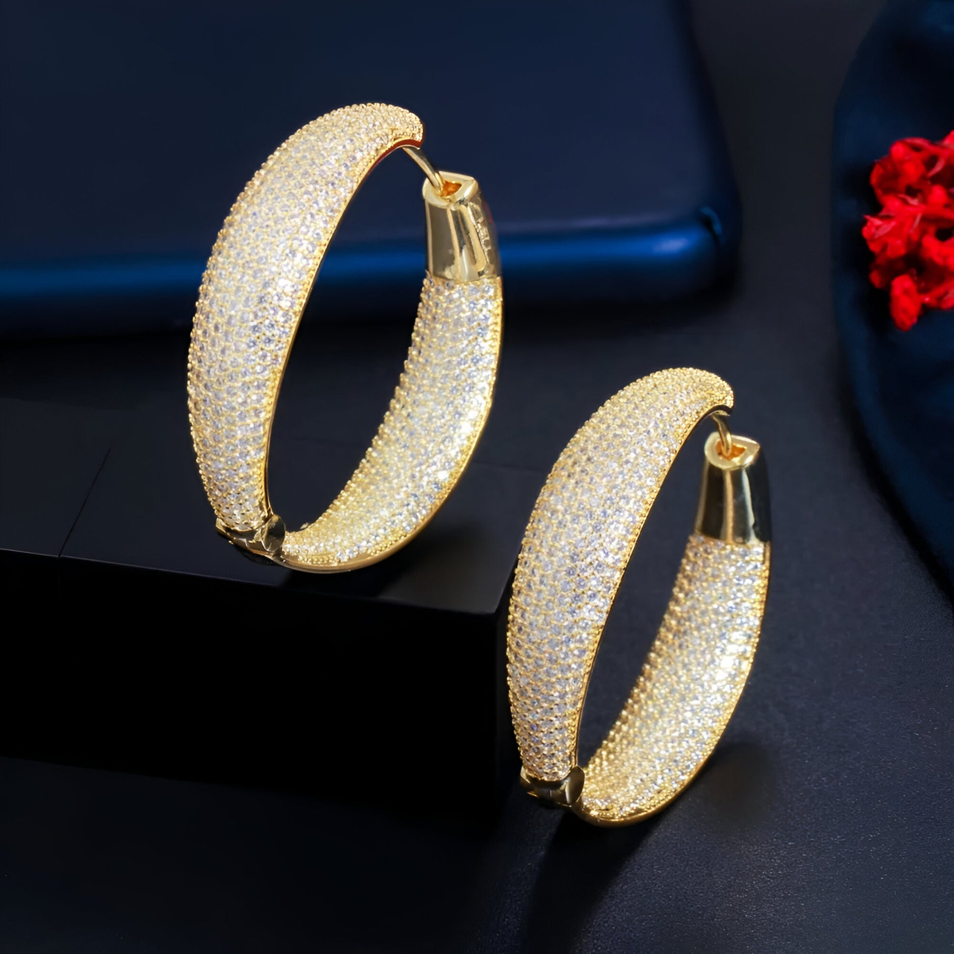 Round Stone Hoop Earring - JR NEST