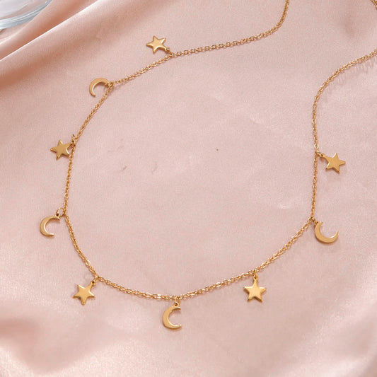 Gold Moon Star Choker