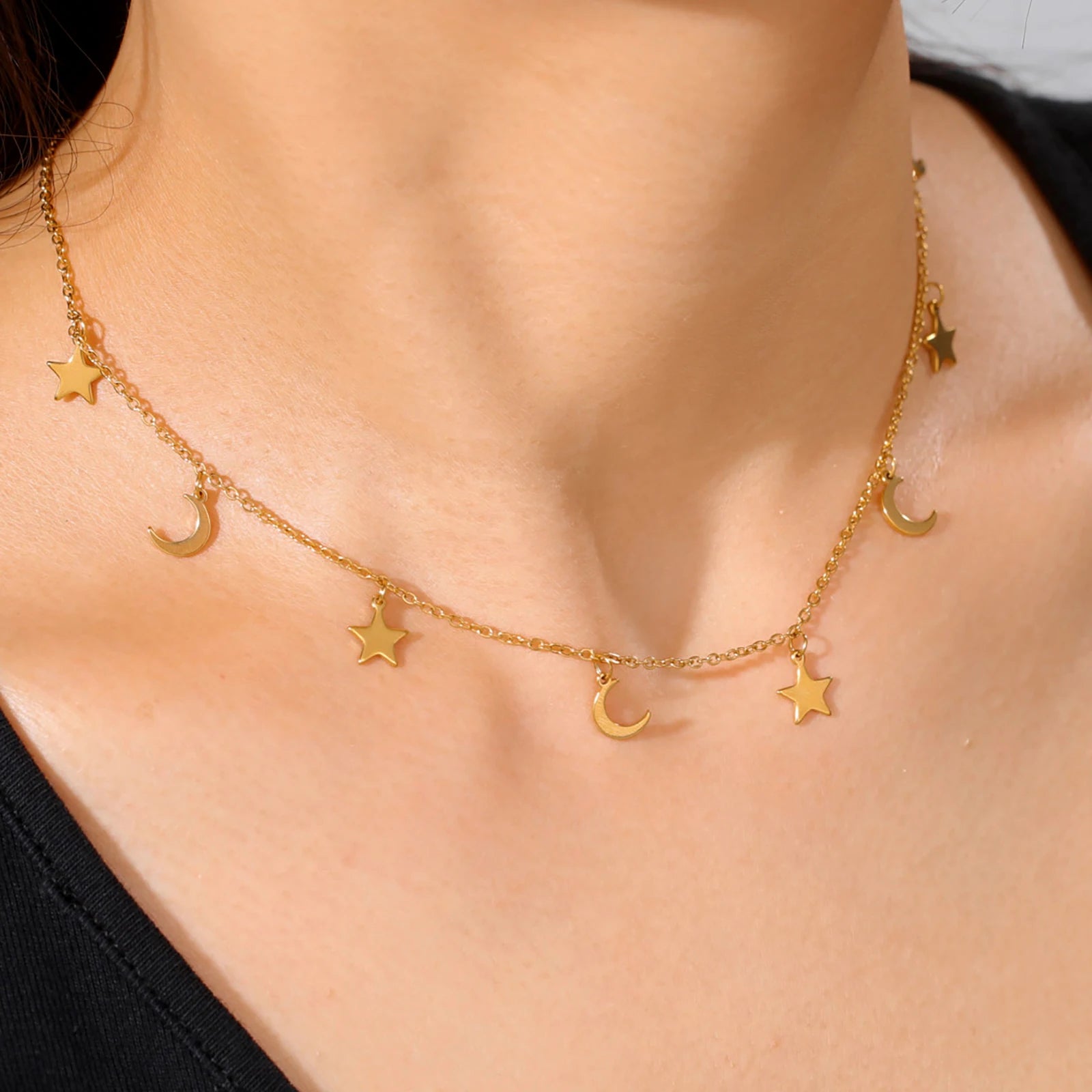 Gold Moon Star Choker