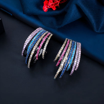 Multicolor Half Round Hoop Earrings - JR NEST