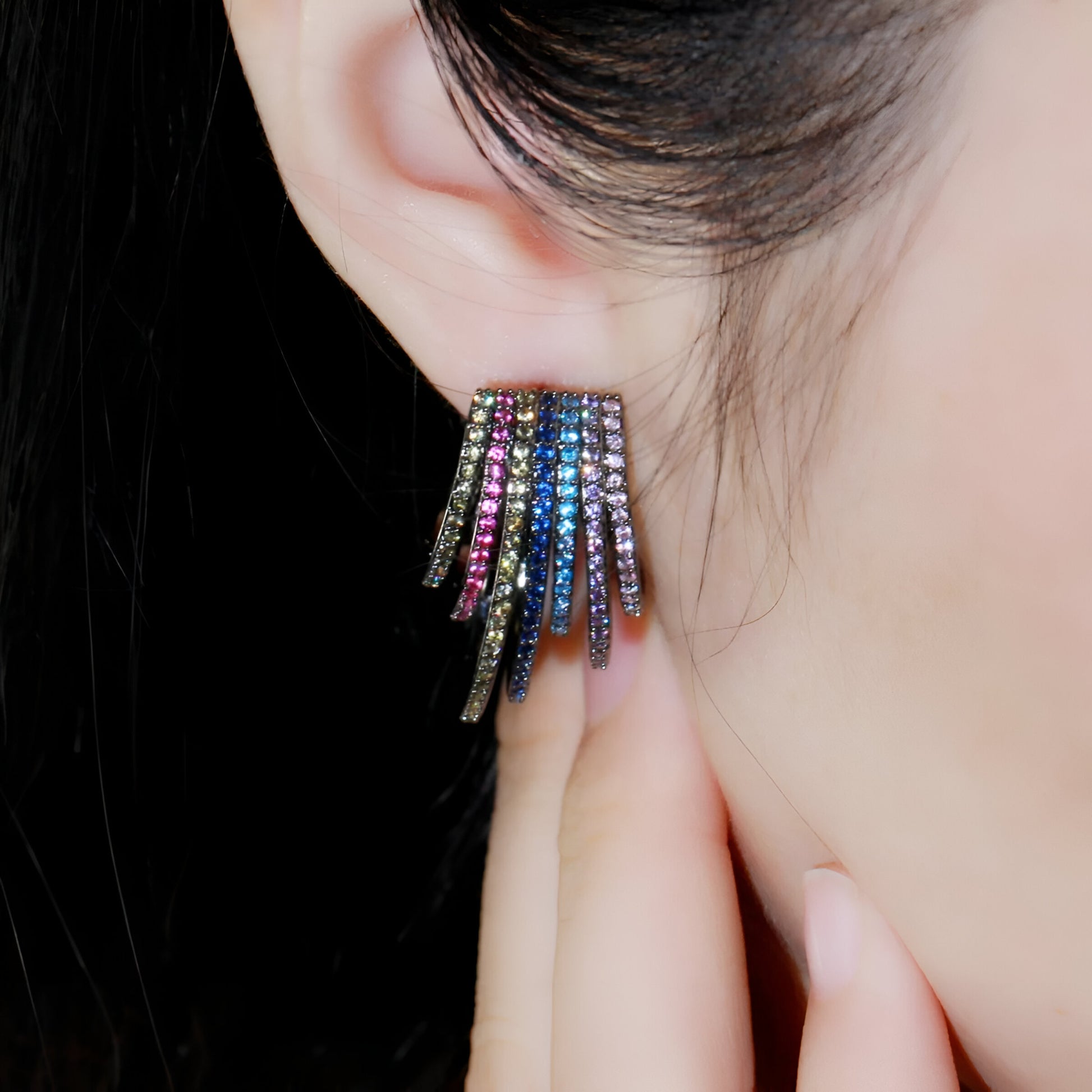 Multicolor Half Round Hoop Earrings - JR NEST