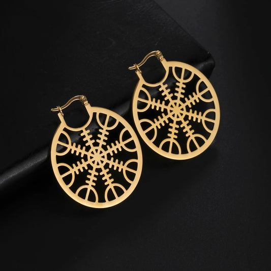 Gold Stainless Steel Amulet Earrings