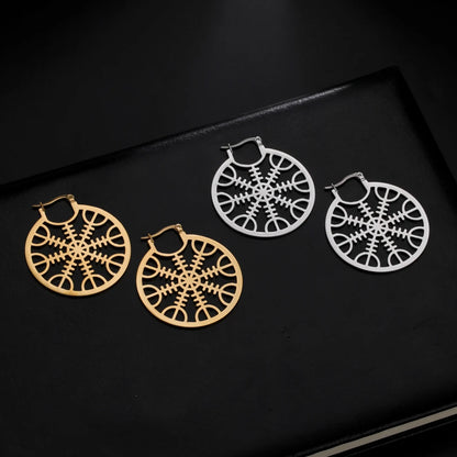 Gold Stainless Steel Amulet Earrings