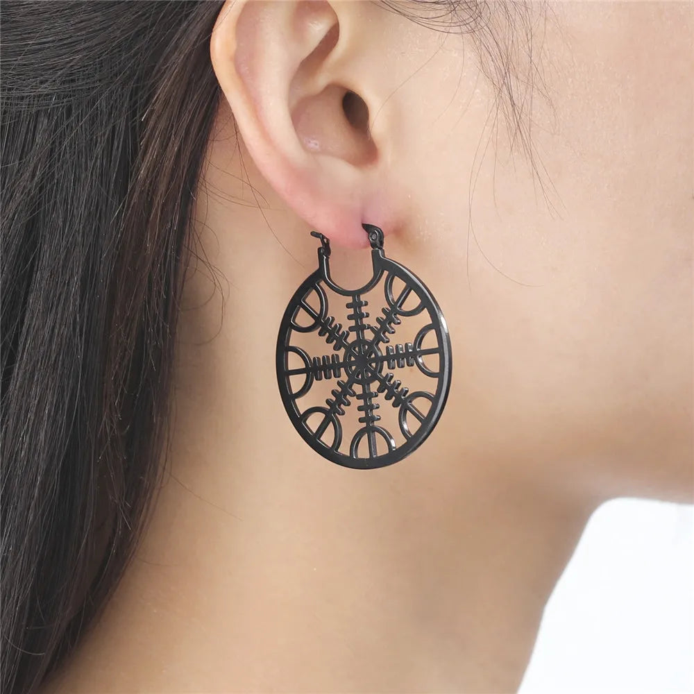 Gold Stainless Steel Amulet Earrings