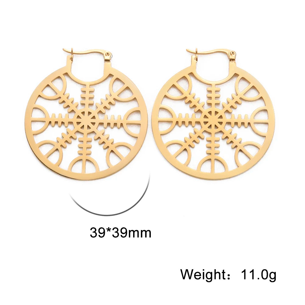 Gold Stainless Steel Amulet Earrings