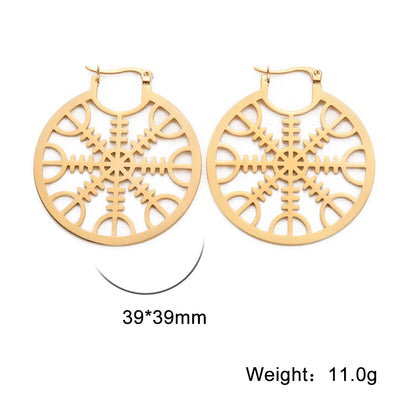 Gold Stainless Steel Amulet Earrings