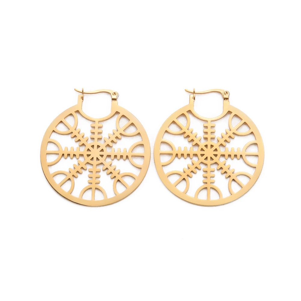 Gold Stainless Steel Amulet Earrings