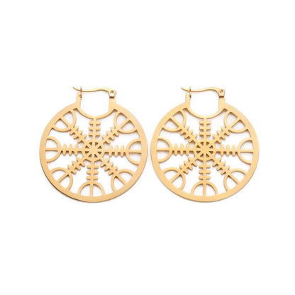 Gold Stainless Steel Amulet Earrings