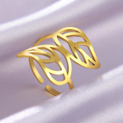 Two Leaves Gold Finger Ring