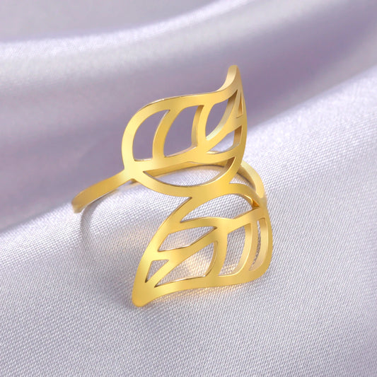 Two Leaves Gold Finger Ring