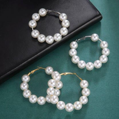 Fashion Pearl Hoop Earrings