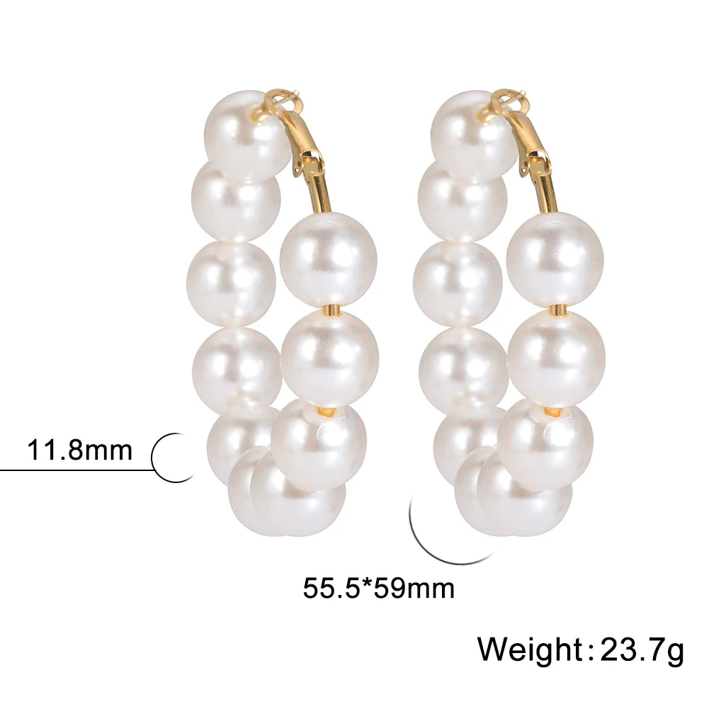 Fashion Pearl Hoop Earrings