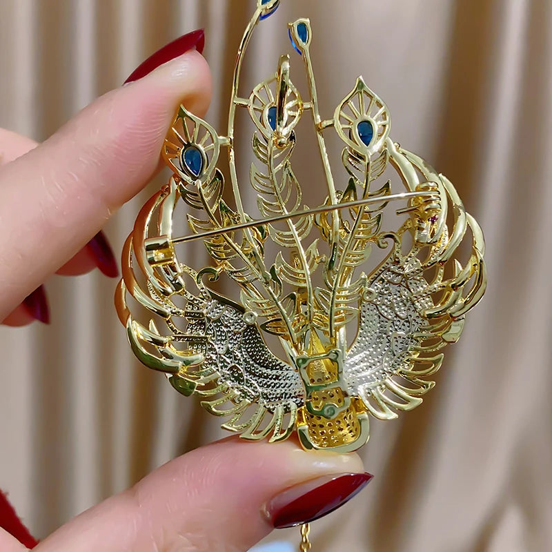 Phoenix Inlaid Pearl Brooch