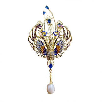 Phoenix Inlaid Pearl Brooch