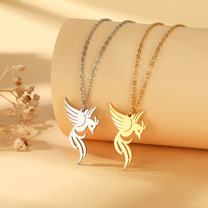 Gold Stainless Steel Bird Necklace