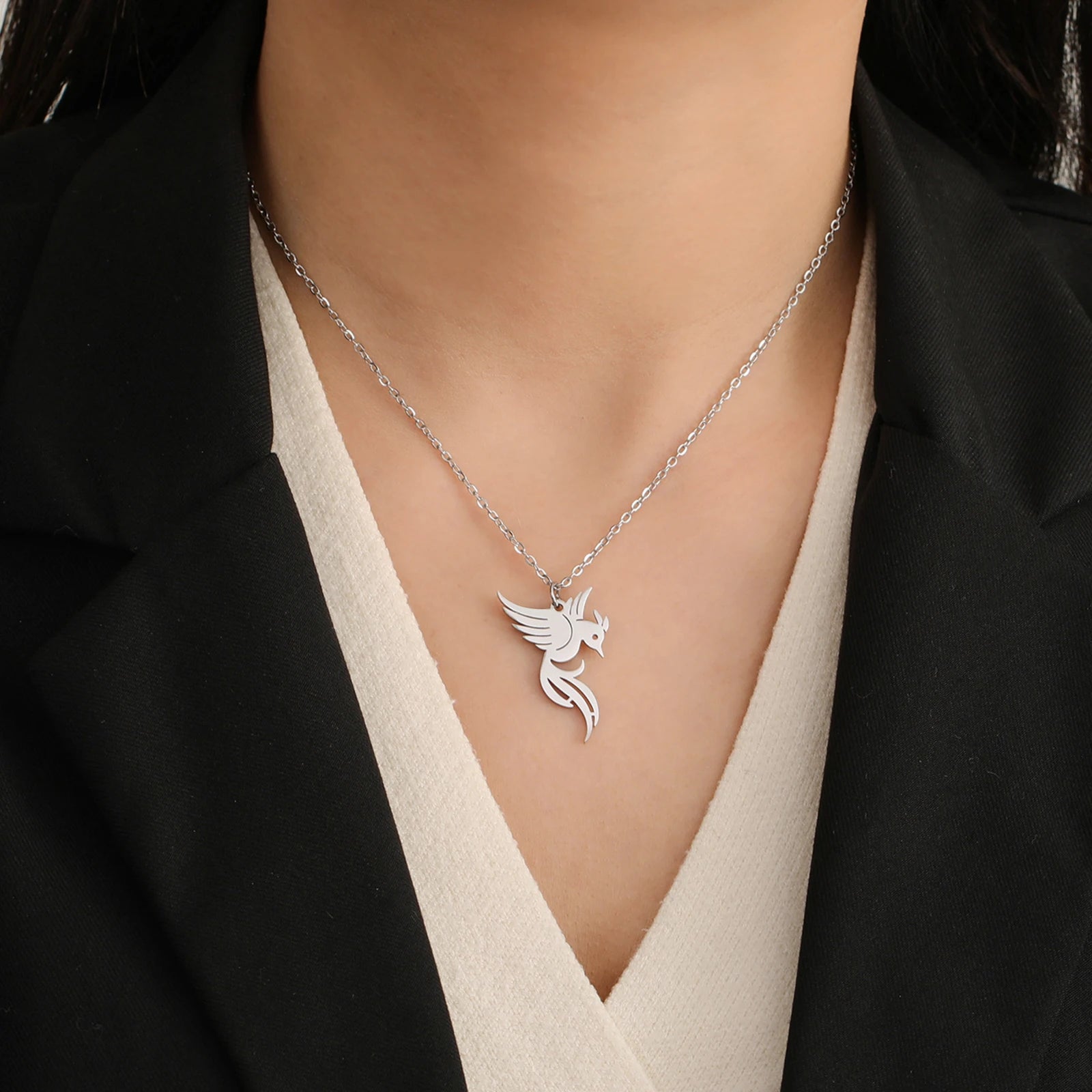 Gold Stainless Steel Bird Necklace