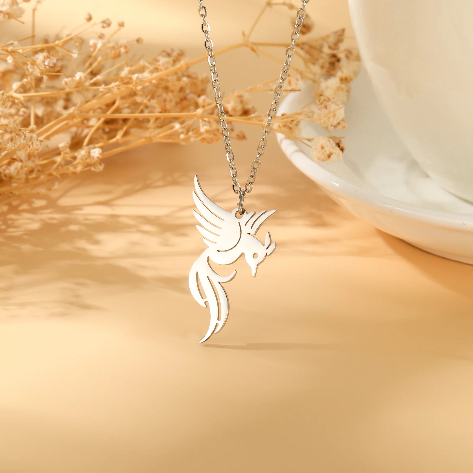 Gold Stainless Steel Bird Necklace