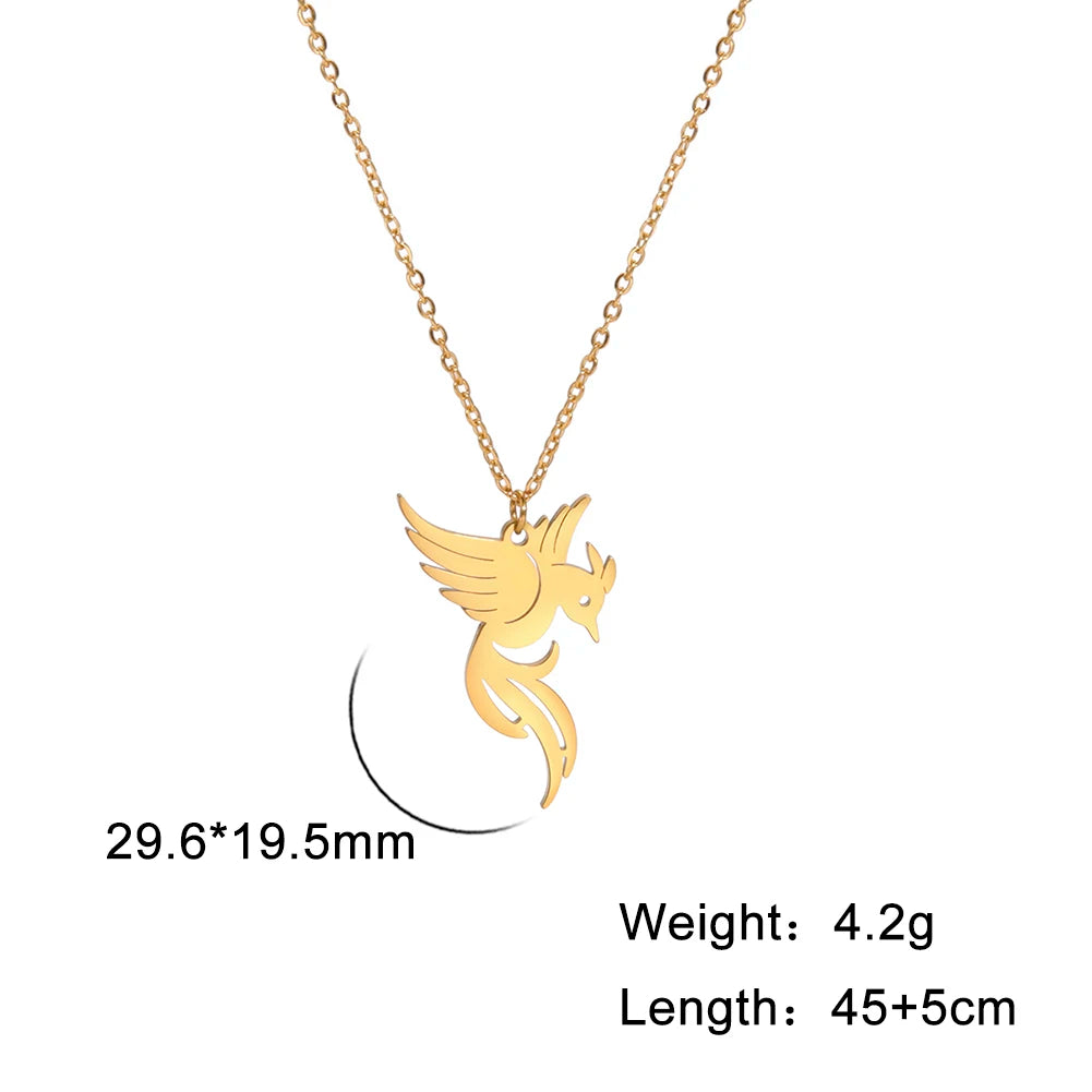 Gold Stainless Steel Bird Necklace