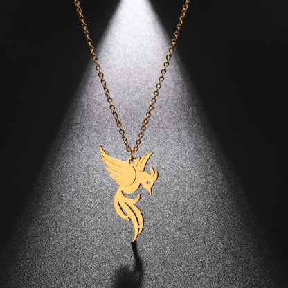 Gold Stainless Steel Bird Necklace