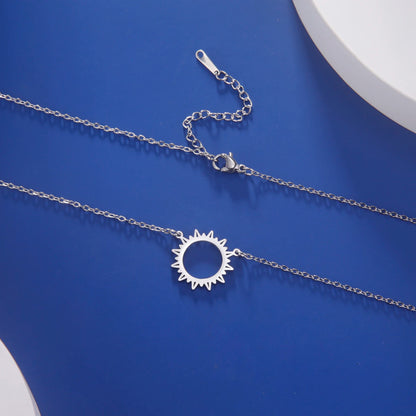 Stainless Steel Sun Pendant Necklace