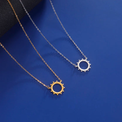 Stainless Steel Sun Pendant Necklace