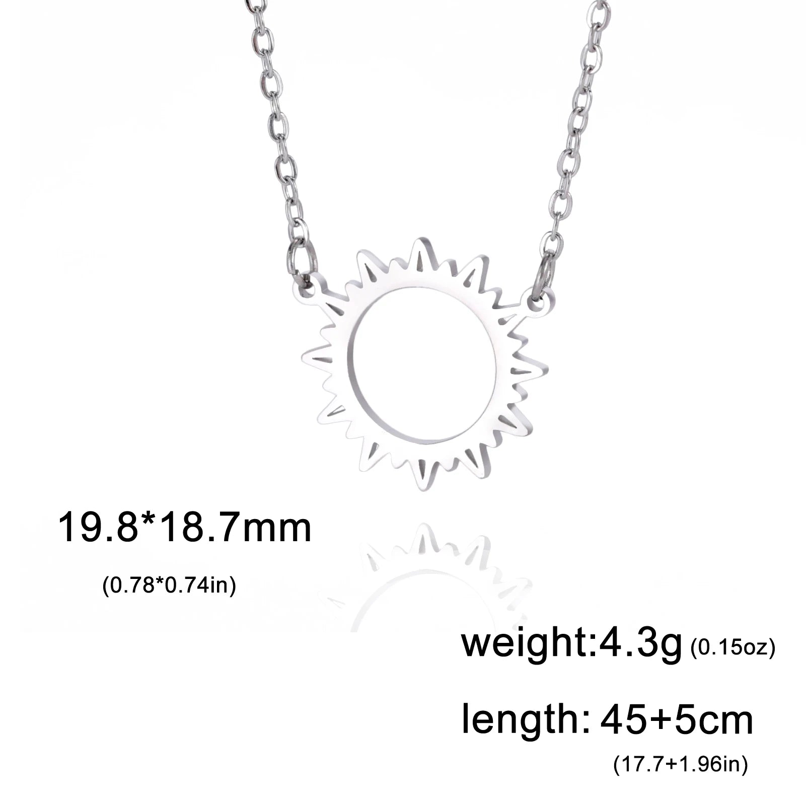 Stainless Steel Sun Pendant Necklace