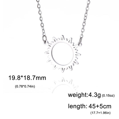 Stainless Steel Sun Pendant Necklace