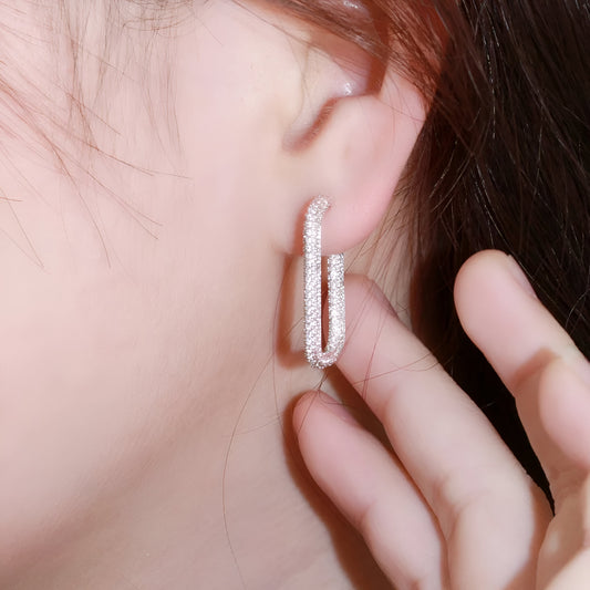 Shiny Pure White Rectangle Earrings - JR NEST