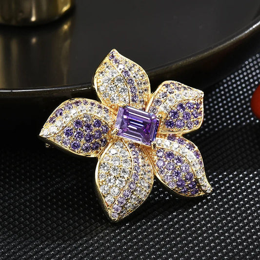 Purple Flowers Design Brooch