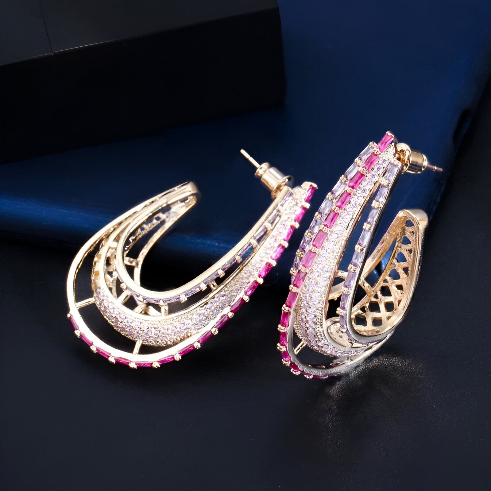 Crystal Long Hoop Earrings - JR NEST