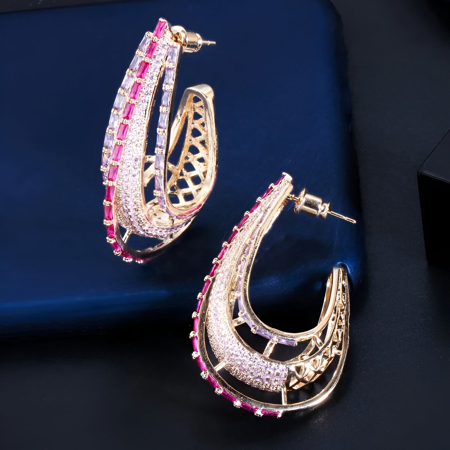 Crystal Long Hoop Earrings - JR NEST